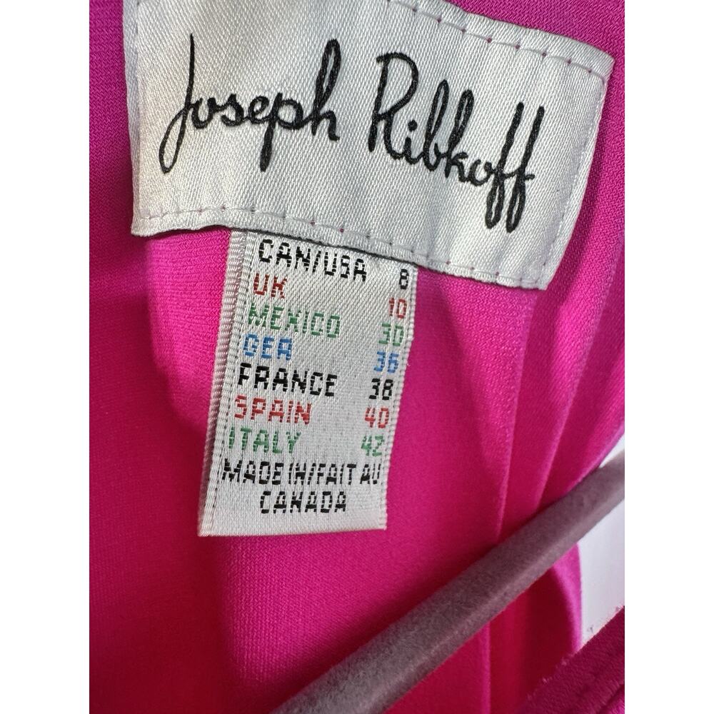 Joseph Ribkoff Hot Pink Jersey Chiffon Overlay Sheath Cocktail Dress Sz 8 Barbie - Picture 4 of 6